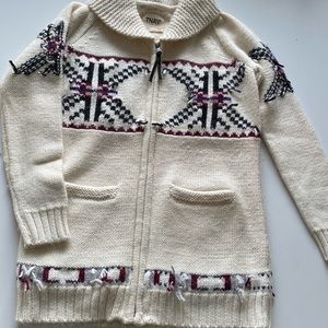 Aritzia wool cardigan with zipper and collar Cream. XS.